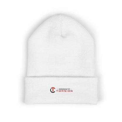 Embroidered Classic Cuffed Beanie — White