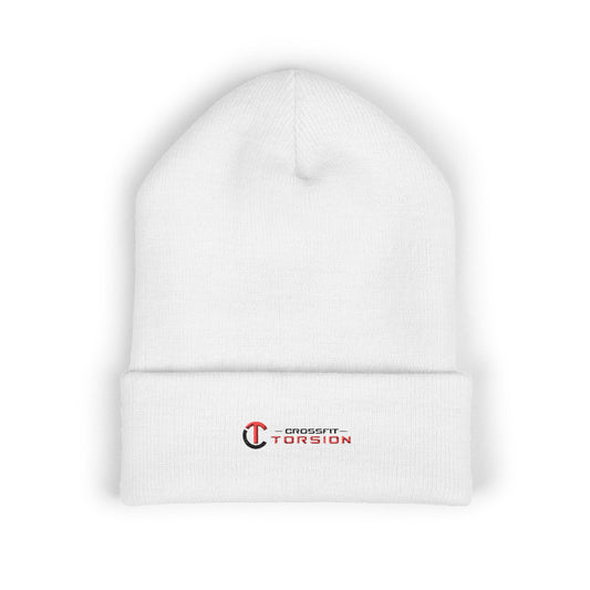 Embroidered Classic Cuffed Beanie — White