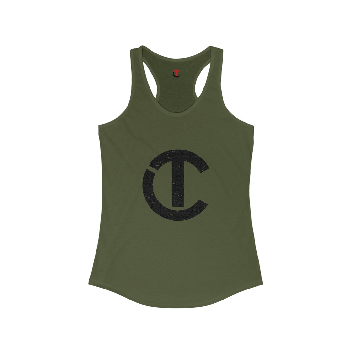 Solid Black Logo Women's Ideal Racerback Tank (9 colors)