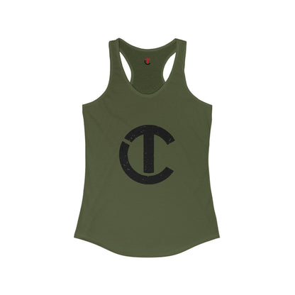 Solid Black Logo Women's Ideal Racerback Tank (9 colors)