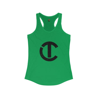 Solid Black Logo Women's Ideal Racerback Tank (9 colors)