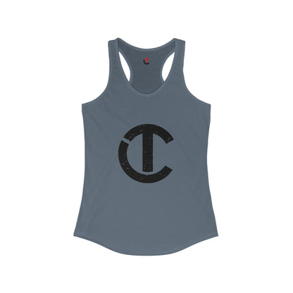 Solid Black Logo Women's Ideal Racerback Tank (9 colors)