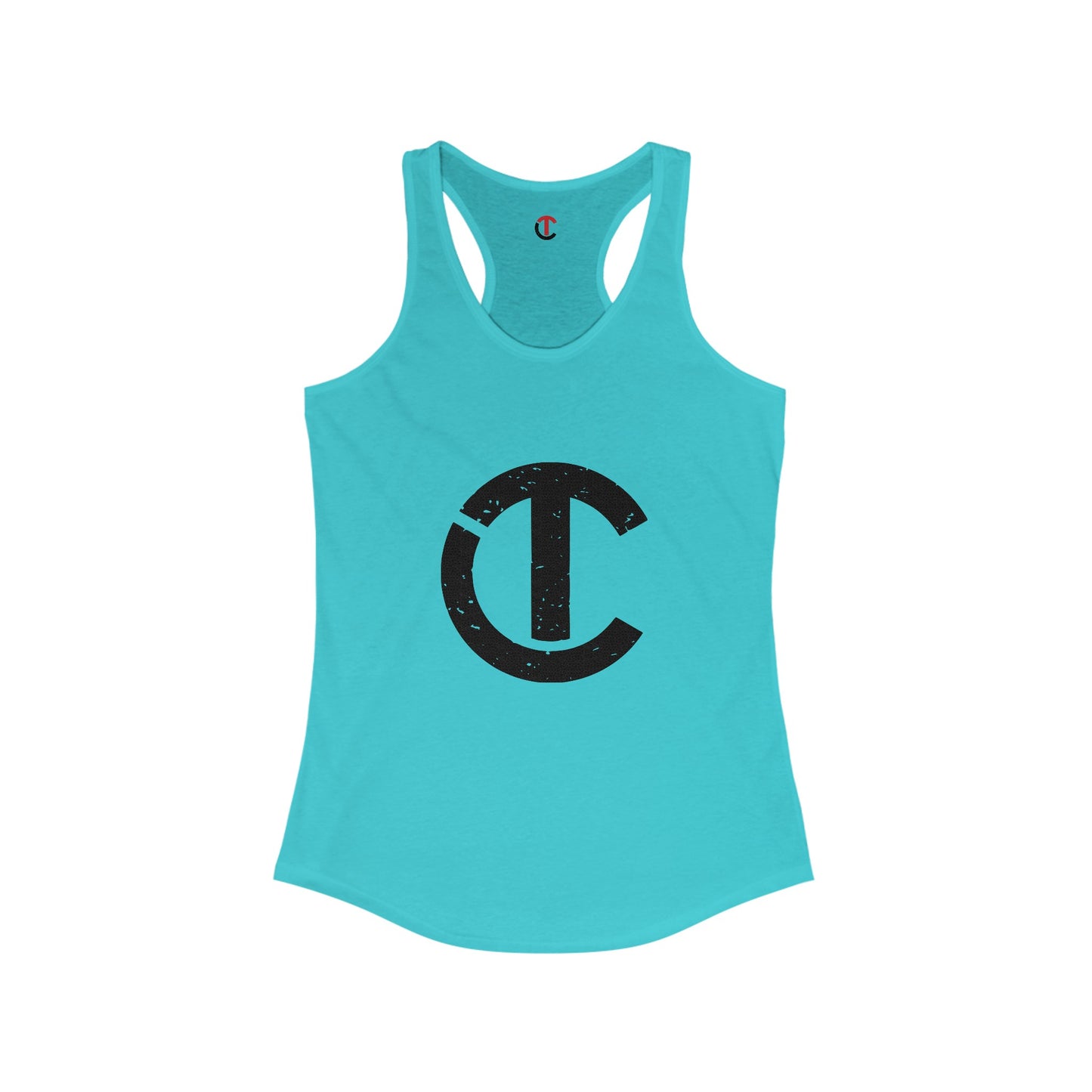 Solid Black Logo Women's Ideal Racerback Tank (9 colors)