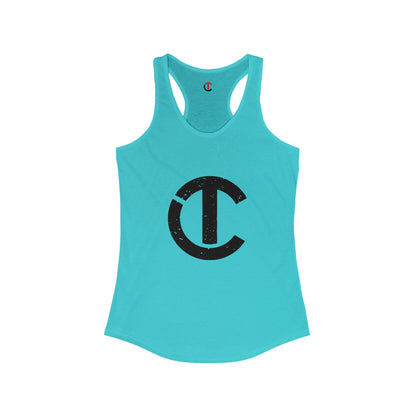 Solid Black Logo Women's Ideal Racerback Tank (9 colors)