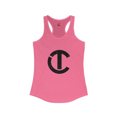 Solid Black Logo Women's Ideal Racerback Tank (9 colors)