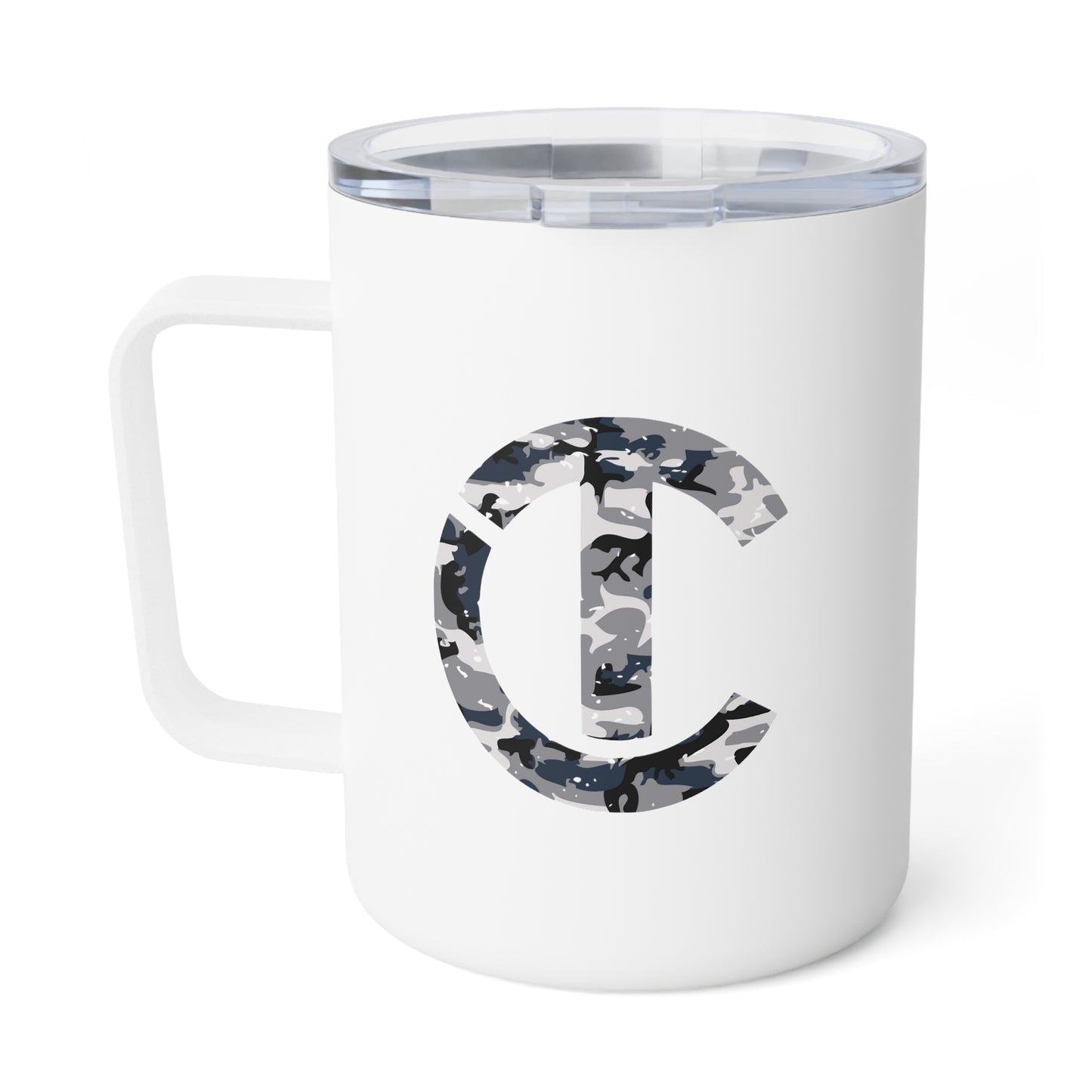 Insulated Black/White Camo Logo Coffee Mug, 10oz