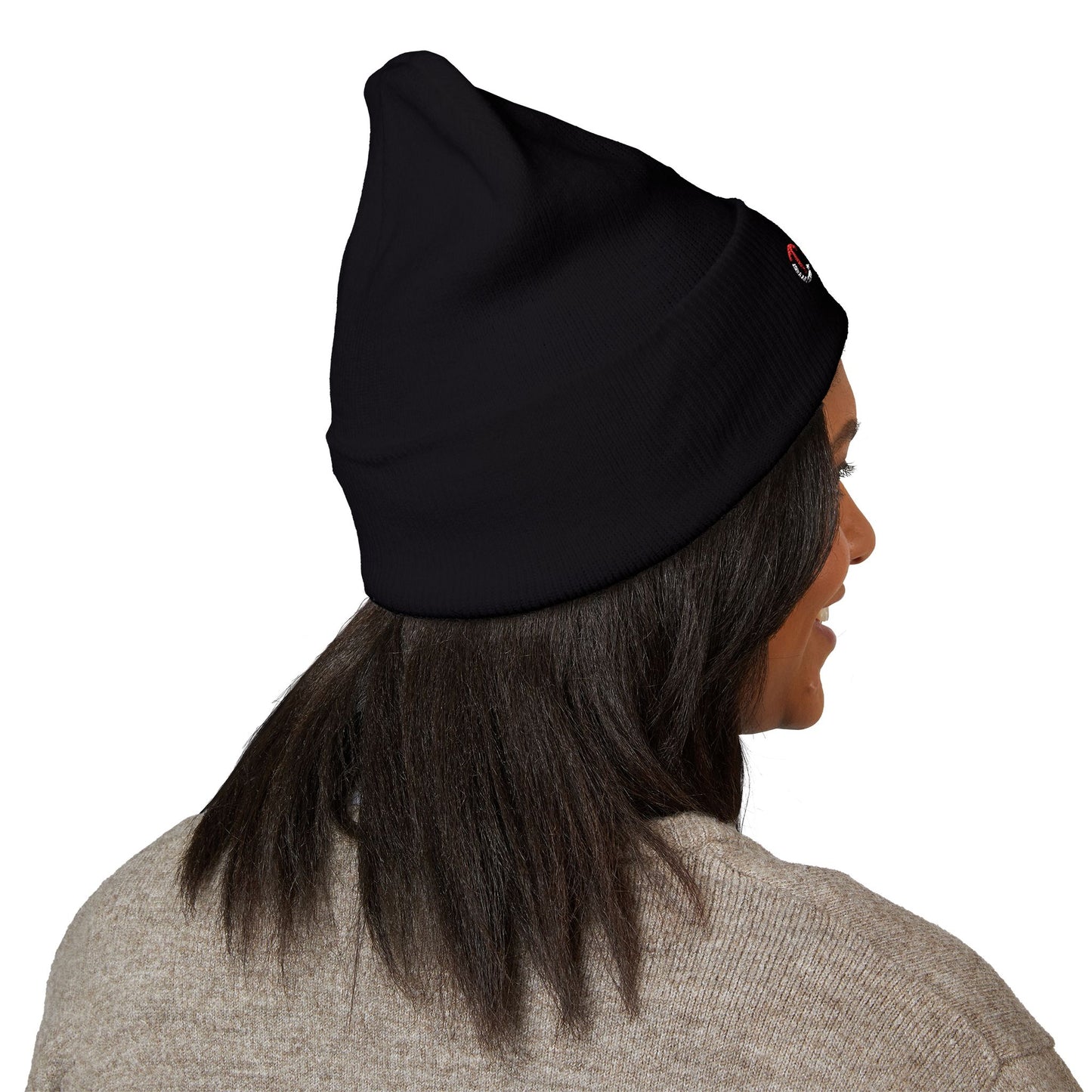 Embroidered Classic Cuffed Beanie — Black