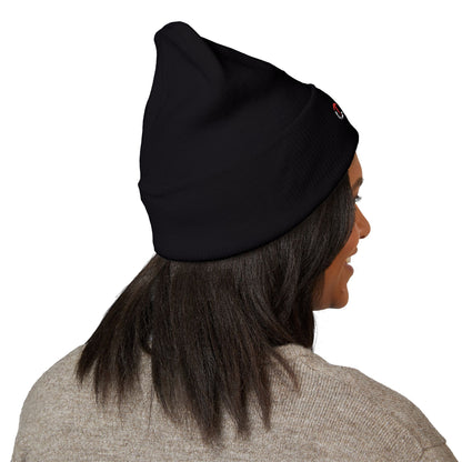 Embroidered Classic Cuffed Beanie — Black