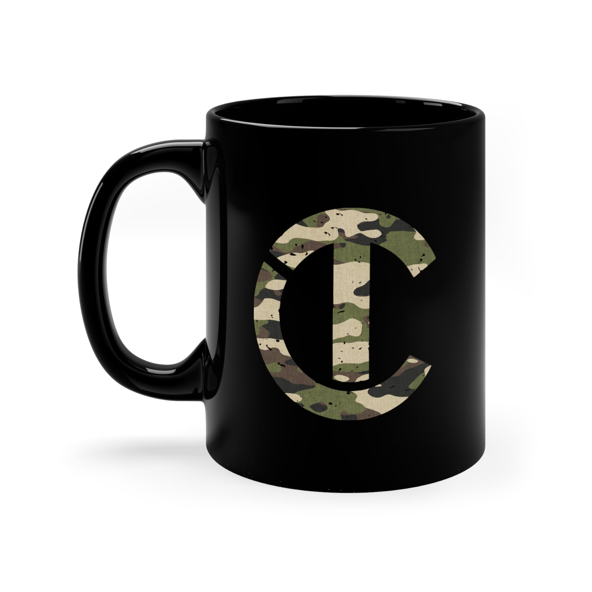 Green Camo Logo Coffee Mug (Black), 11oz