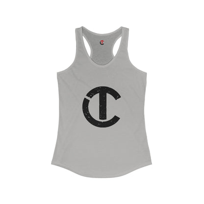 Solid Black Logo Women's Ideal Racerback Tank (9 colors)